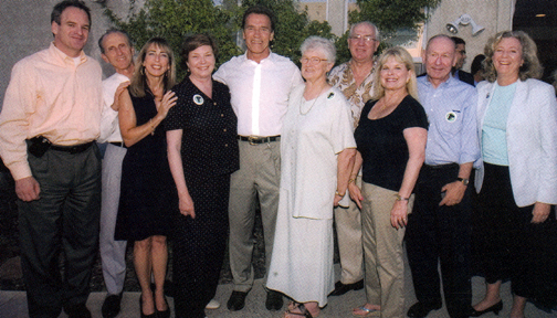 Several of the REP members who attended their chapter's barbeque posed with Governor Schwarzenegger before he departed.