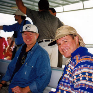 Bernie Marks (l) with Allison DeFoor on the boat ride to Pelican Island